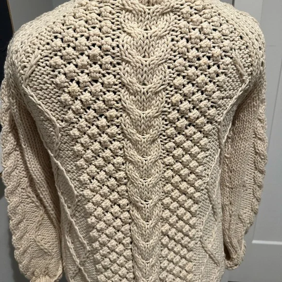 Vintage Wool Cable Knit bobble Fisherman Cardigan Sweater Made in Italy - Picture 5 of 10